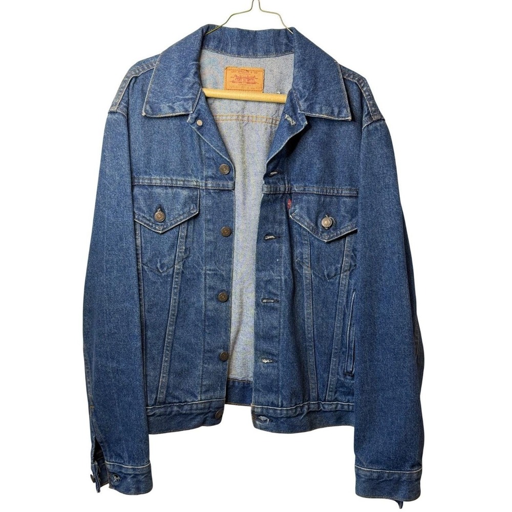 VTG Levi's Trucker Jacket Blue Denim 70506 0214 Made in USA Faded 42 Women